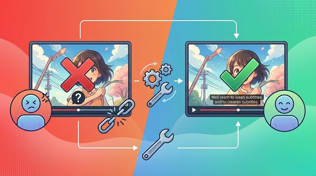 U-NEXTのアニメで字幕が出ない時のトラブル解決法